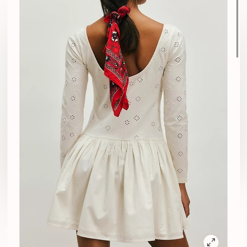 Free People Elegant White Eyelet Mini Dress